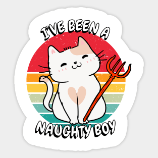 Cute White Cat is a naughty boy Sticker